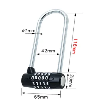 

5 Password Combination Password Lock Antitheft Alloy Steel U Shape Lock Padlock Glass Door Locks Bicycle Motorcycle Chian Lock