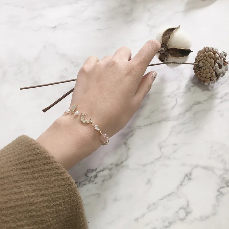 

New Fashion Boho Bangle Star Moon Crystal Bead Pearl Bracelet & Bangle For Women Charm Party Wedding Jewelry Gift Accessories