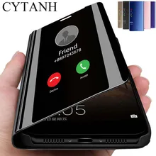 Funda con tapa de espejo para samsung galaxy a6, a8, j4, j6 plus, a7, a9, 2018, j4plus, j6plus, j 4, 6 +