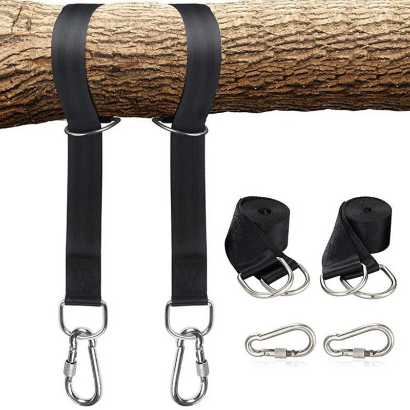 

Outdoor Tree Swing Hanging Straps Webbing Straps Hammock Rope Locks Tie Safe Ropes Swing Straps Hammock Straps With Carabiners