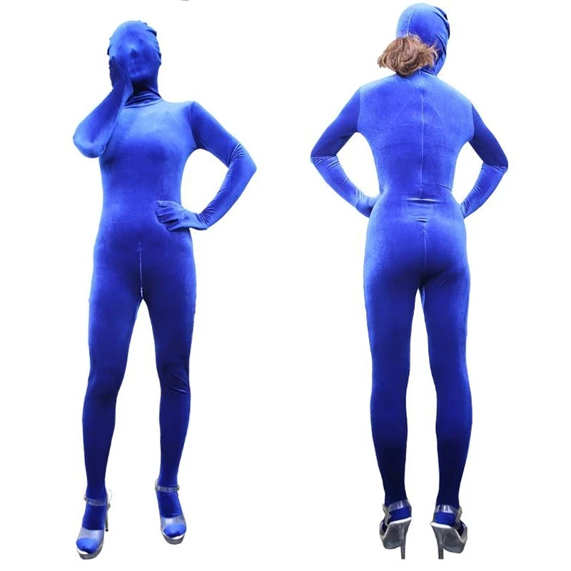 One Piece Tights Full Coat Velvet Zentai Five Fingers Long Sleeve