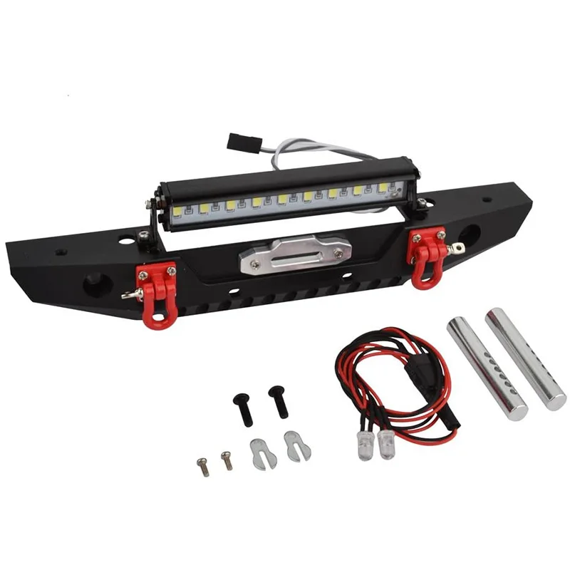 

Metal Front Bumper & LED Light for Traxxas TRX-4 TRX4 Axial Scx10 Scx10 II 90046 90047 1/10 RC Crawler Car