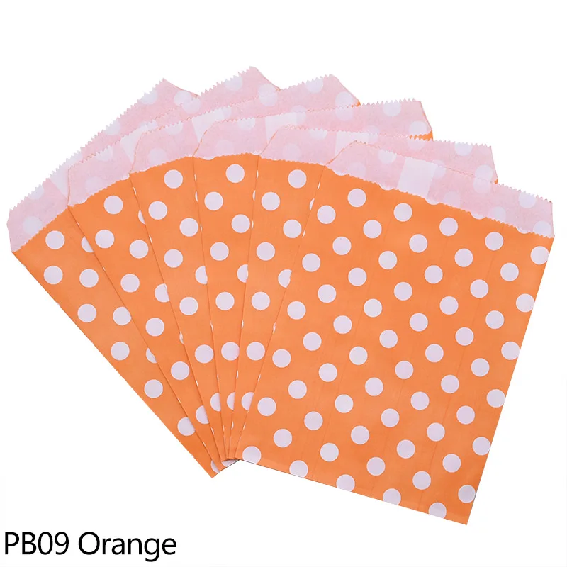 PB09 orange 25 шт./лот в белый горошек сладкие бумажные пакеты для печенья, свадьбы, события, дня рождения, Декор, любимые конфеты, подарочный пакет, пищевые упаковочные принадлежности - Цвет: PB09 orange