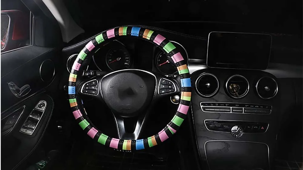 Universal Union Jack 38CM PU Leather Car Steering Wheel Cover Decoration For Mini Cooper JCW S Clubman Countryman Car Styling