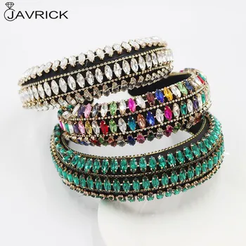 

Baroque Tiaras Wide Headband Luxurious Crystal Rhinestones Hair Hoop Female Girls Headwear Accessories