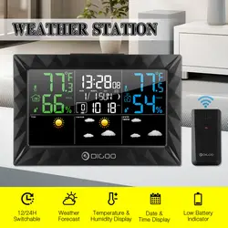 DIGOO DG-8270A цветная Метеостанция + открытый Дистанционный датчик термометр гигрометр Будильник-часы Sunrise Sunset display 3CH