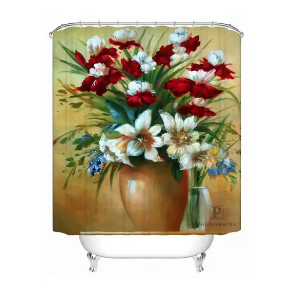 Shower Curtain Пользовательские Ретро Цветы@ 01 душ Шторы Mildewproof Водонепроницаемый полиэстер различные размеры#180417-03-160 - Цвет: Shower Curtain