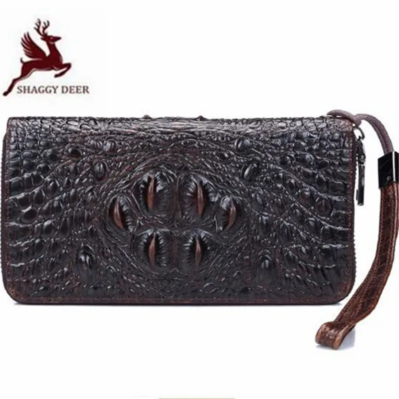

New 2019 waxed business long multi-cardcrocodile pattern wallet Large capacity luxury men cowhide coin purses