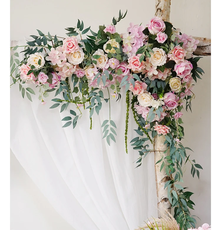 JAROWN Wedding Fake Flower Floral Arch Window Triangular Flower Row Flower Wall Hotel Wedding Stage Background Decorative Flores (3)