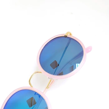 

round pink acetate frame + blue cr39 polarized sunglasses lens for women 2020 new collections original quality