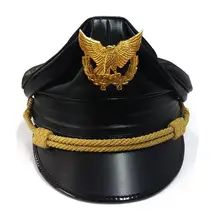 Унисекс золотая кепка со значком большая Кепка Военная кожаная кепка s высокое качество производительность Кепка для безопасности униформа шляпа