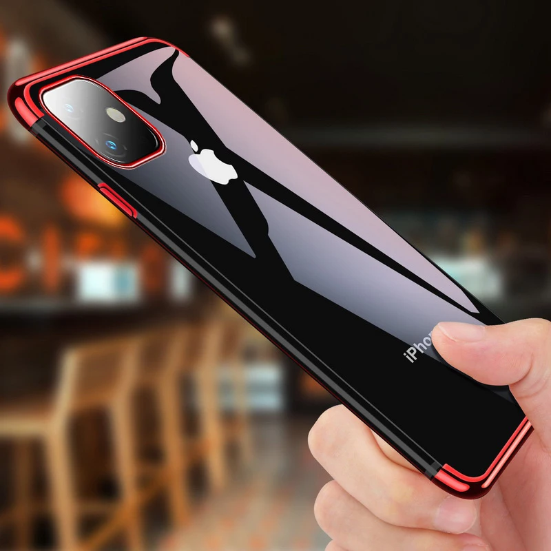 Гальванический чехол для iPhone 12 7 8 6 6s Plus Роскошный прозрачный мягкий силиконовый с