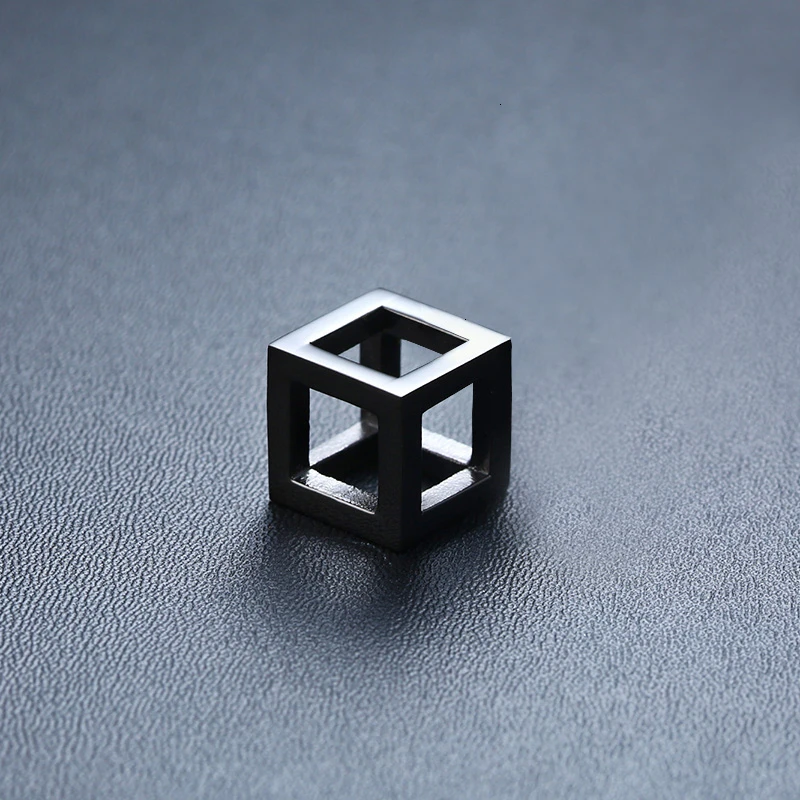 Black Pendant Vnox Ретро пустой кубик кулон для мужчин из нержавеющей стали квадратное винтажное ожерелье панковские геометрические колье 2" цепь - Окраска металла: Black Pendant
