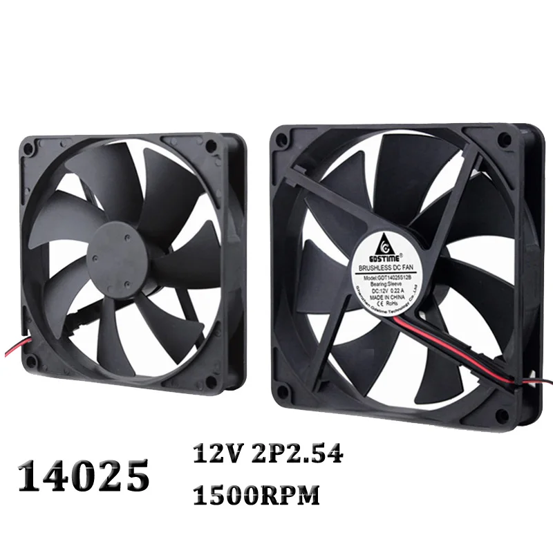 1 шт. охлаждающий вентилятор для корпуса ПК Gdstime 140 мм 12 В 2pin 140x140x25 14025 14 см|pc cooler|cooling