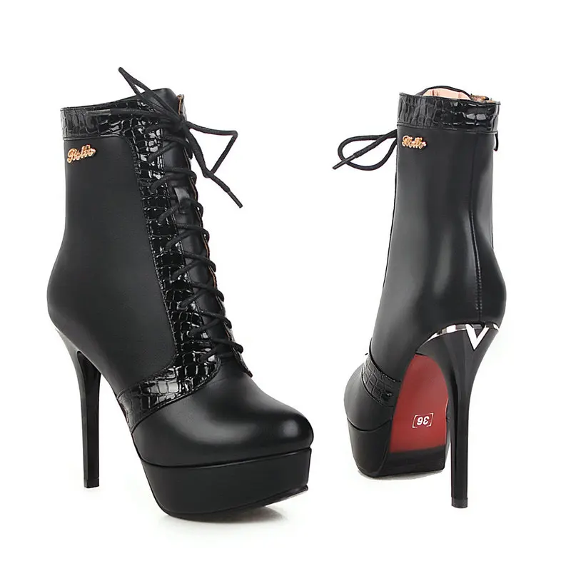 Женские ботинки на высоком каблуке Модные ботильоны платформе и очень