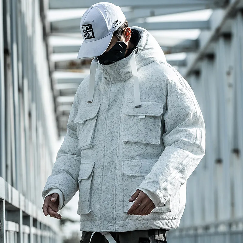 

2020 New Parkas Men Streetwear Tactics Function Cargo Thick Jacket Coat Special Pattern Windbreaker Oversized Male US Size DG518