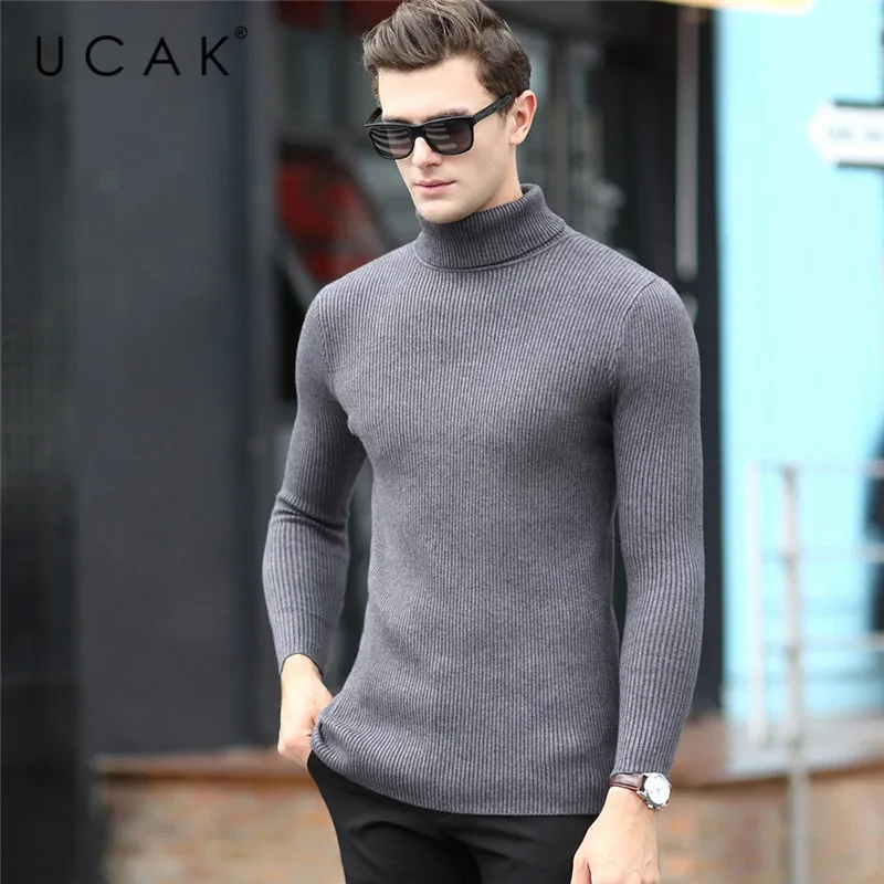 Blog UCAK Brand Casual Sweaters Men Turtleneck Striped Streetwear New Arrival Pull Homme Warm Winter Thick Pullover Sweater Men U1021