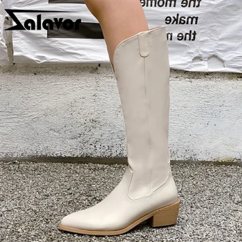 

ZALAVOR Size 31-44 Women Long Boots Pointed Toe Zipper Women Winter Knee High Boots Fashion Cool Shoes Woman Footwear