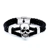 BEIER 316L stainless steel Punk Triple Skull Leather Men's Bangle Rock biker High Quality Jewellery gift ► Photo 3/6