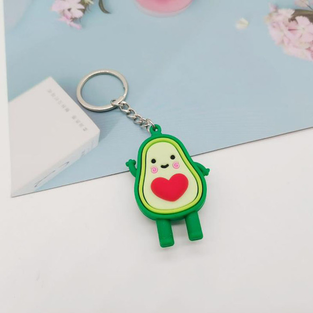 Simulated Fruit Avocado Keychain 3D Soft Resin Smiling Avocado Keychains Couple Jewelry Women Fashion Christmas Small Gift