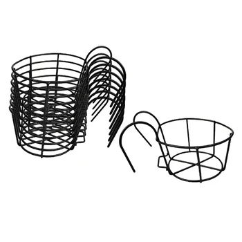 

8Pieces Black Metal Flowerpot Hanging Basket Holder Garden Plant Racks