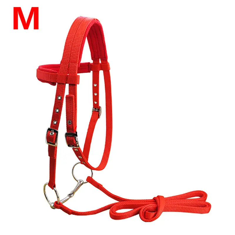 RED and M S/M/L Регулируемое оборудование для верховой езды Холтер лошадь уздечка с бит и пояс-вожжи для лошади аксессуары для всадника мягкий уплотненный - Цвет: RED and M
