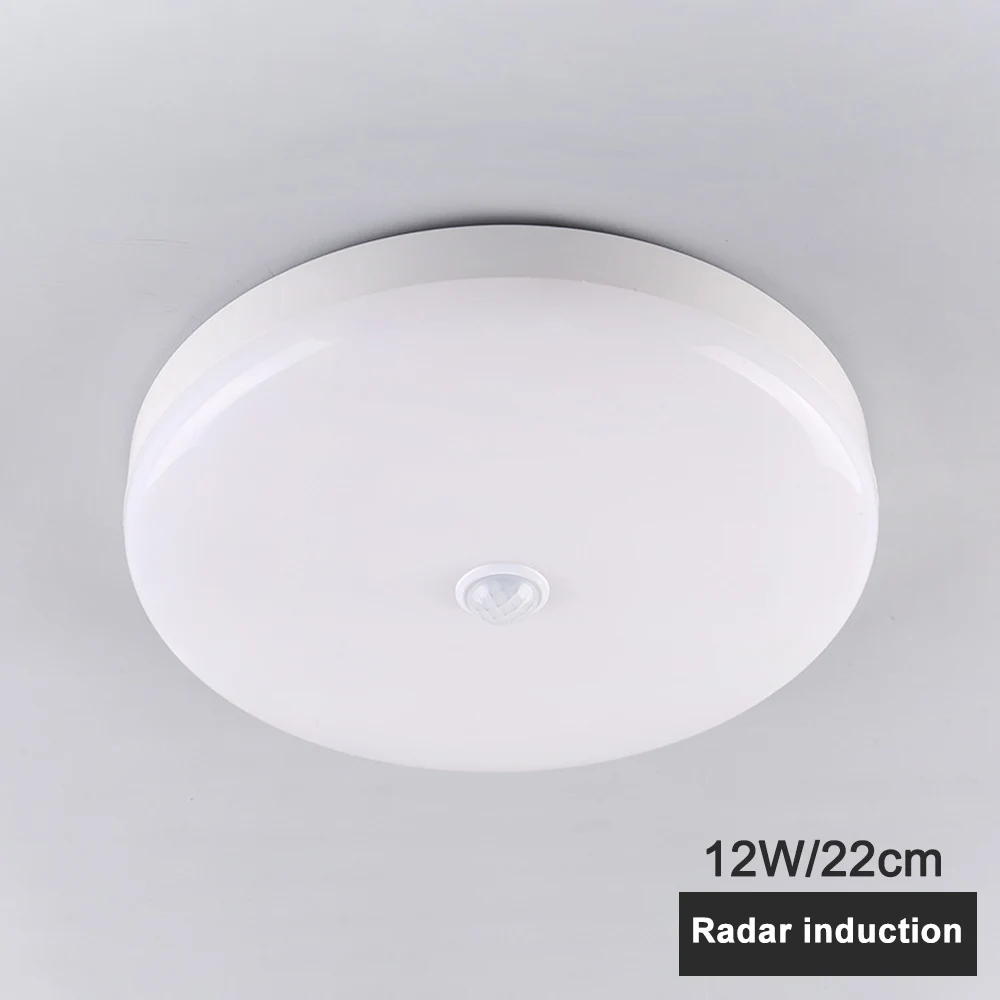 radar sensor 12w Светодиодный потолочный светильник с датчиком и круглыми панелями, потолочный светильник для дома, туалета, коридор в помещении/на открытом воздухе, 1 шт - Цвет корпуса: radar sensor 12w
