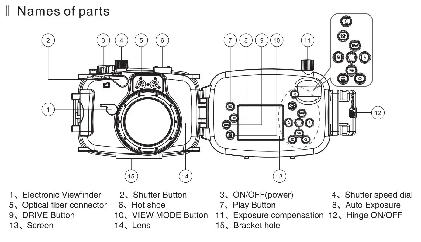 40 м/130 футов водонепроницаемый корпус камеры Дайвинг чехол для Fujifilm X100S сумка для подводной камеры 1 шт