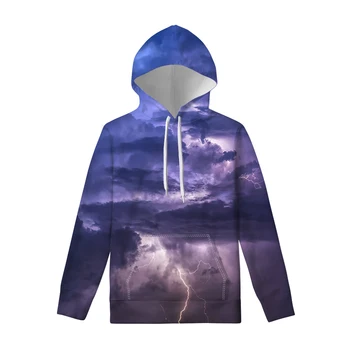 

Winter Warm Men Hoodies Flash Thunderstorm Print Male Clothing Funny Pullover Long Sleeves Tops Comfortable Customized Fashion