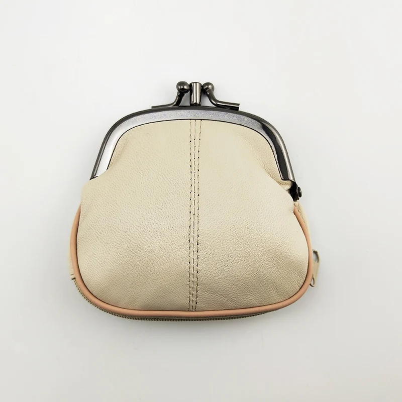 w05463beige BELLO TUTTI, новинка, кошелек для монет из натуральной кожи, женские бумажники из овечьей кожи, металлическая маленькая сумка для мелочи, Маленькая женская посылка для карт - Цвет: w05463beige