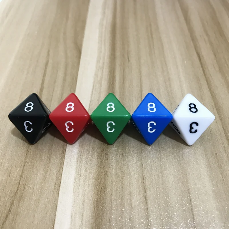 

50/100/200 Pcs/Lot D8 Dice Eight Surfaces Colour Acrylic RPG Dice Polyhedral Dice Set Dungeons and Dragons Table Games Yernea