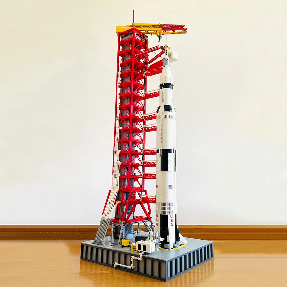 US $197.08 Creator Expert Hightech Apollo Saturn V Launch Umbilical Tower Space Rocket 3586 Pcs Moc Moduler Building Blocks Bricks Model