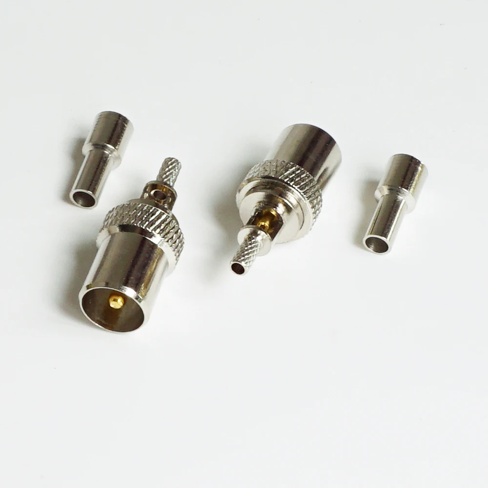 

RF Coax Connector Socket PAL DVB-T IEC Male Crimp for RG316 RG174 LMR100 RG179 RF Coaxial cable Nickel Plated Brass