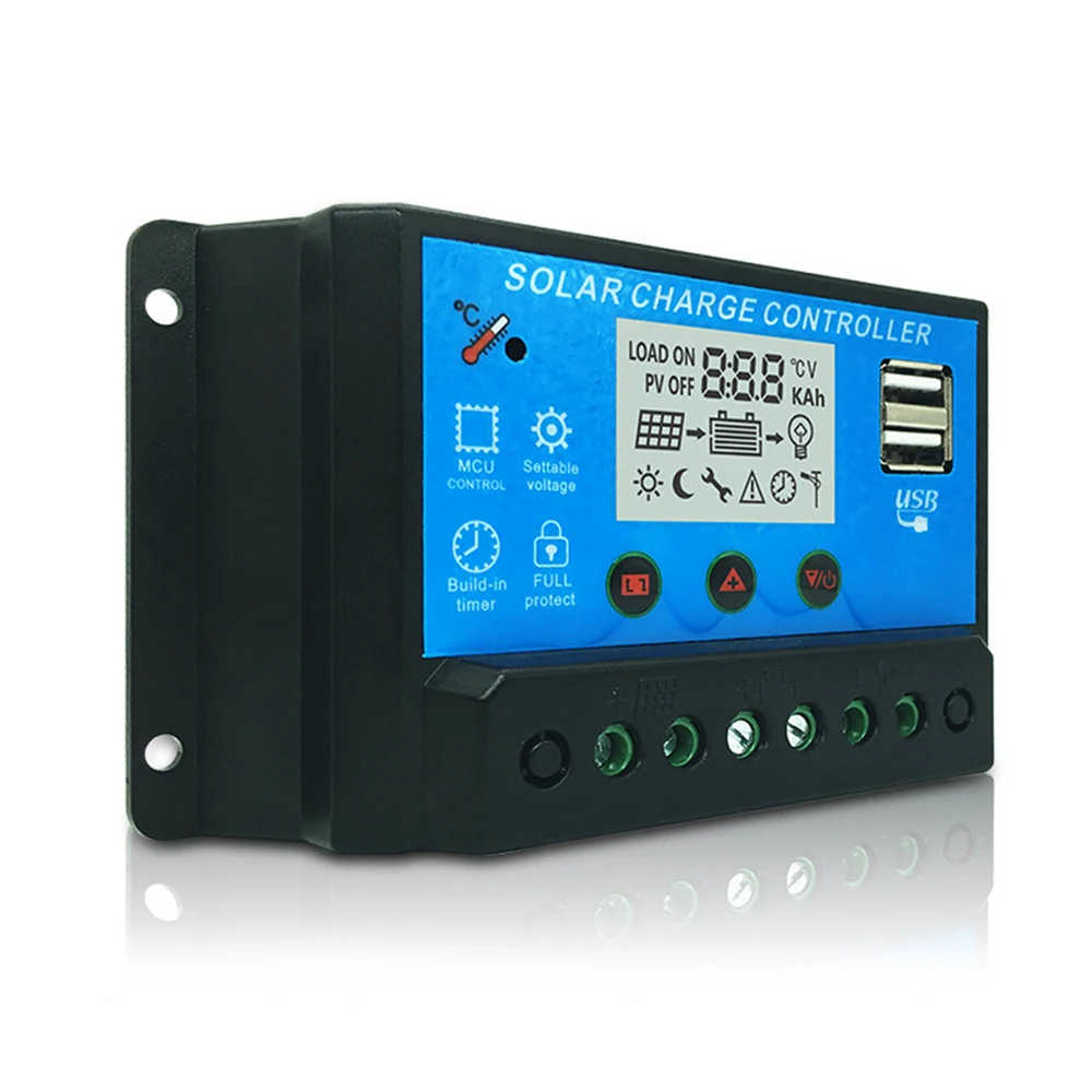 Контроллер заряда на солнечной батарее PWM контроллеры lcd Dual USB 11,1 V 10A выход солнечная панель PV регулятор домашнее зарядное устройство