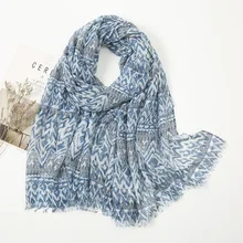 

New Ladies Fashion Bohemian Wave Striped Viscose Scarf High Quality Print Shawls and Wraps Pashmina Stole Muslim Hijab 180*90Cm