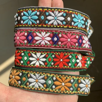 

ZERZEEMOOY 1 INCH 25mm 2.5cm 10yard/pack 4 Colored Retro Fashion Flowers Handmade Jacquard Ribbon Lace MJZD19120313