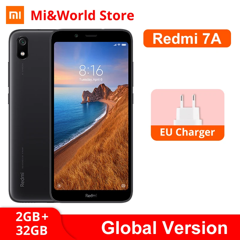 Original versión Global Xiaomi Redmi 7A 7 2GB 32GB teléfono inteligente Snapdargon 439 de 5,45 "Pantalla 12MP Cámara cara ID 4000mAh batería de la batería on AliExpress