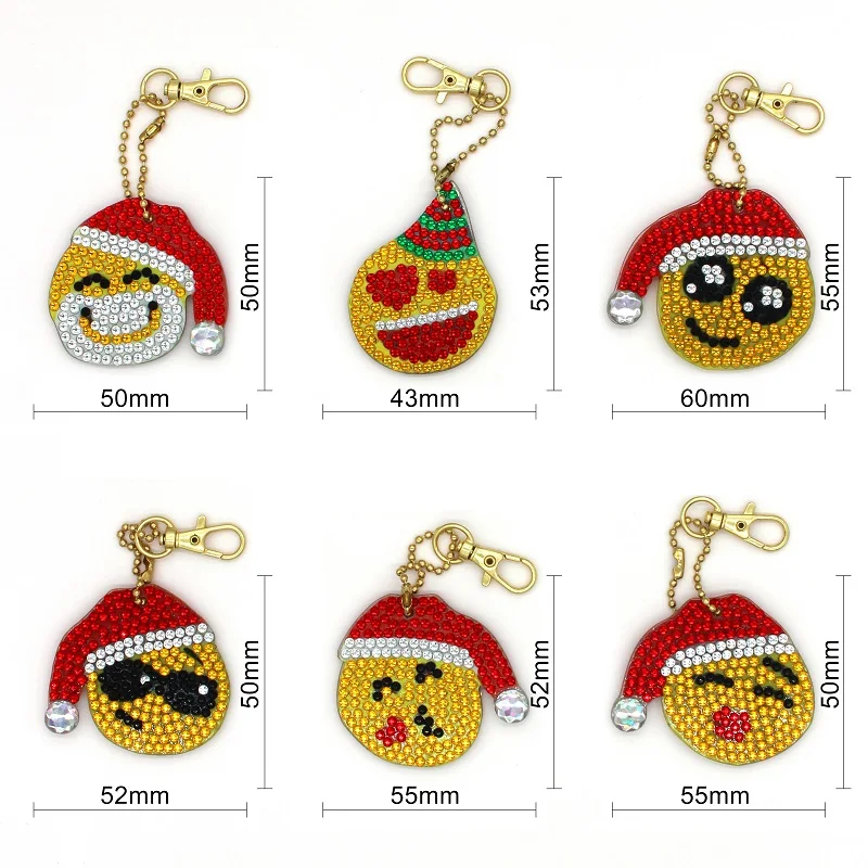 6Pcs 01 4/5 шт DIY полный дрель специальные алмазов картина брелок с изображениями героев мультфильмов, Рождественская тематика, Для женщин сумка подвеска брелок ювелирный кольцо для ключей подарки - Цвет: 6Pcs 01
