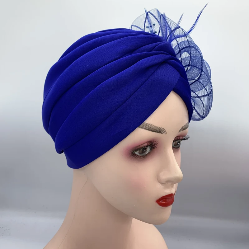 Chapéus de Turbante Feather Flower para Mulheres,