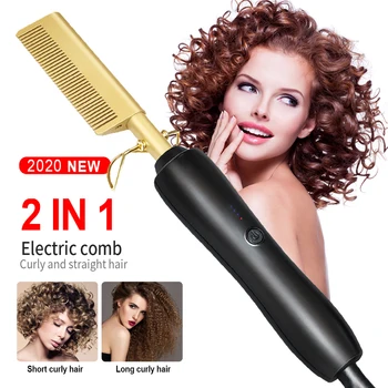 

Hair Straightener Flat Straightening Brush Hot Heating Comb Hair Straight Styler Corrugation Curling Iron Hair Curler Comb 1 set