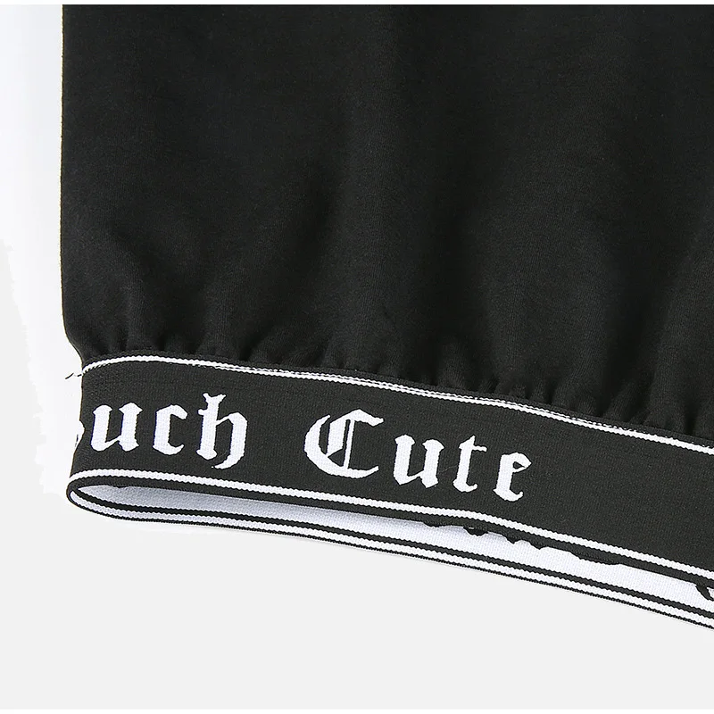 Женская толстовка с капюшоном и буквенным принтом, черные толстовки Харадзюку, женские повседневные осенние Топы в стиле хип-хоп, пуловеры