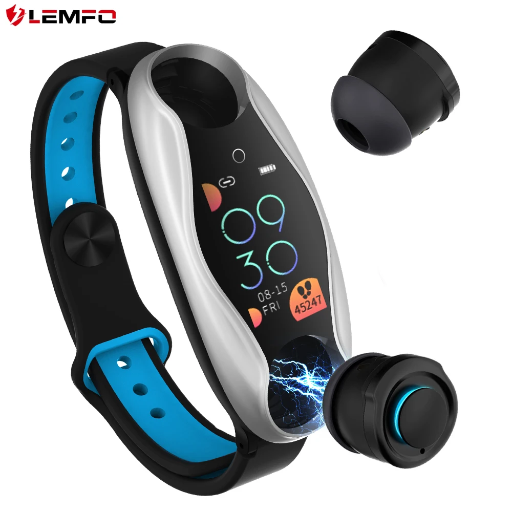 Серебристый LEMFO LT04 мужские умные часы Bluetooth наушники 2 в 1 BT 5,0 женские умные часы Android IOS BT вызов Siri поддержка Фитнес браслет - Цвет: Серебристый