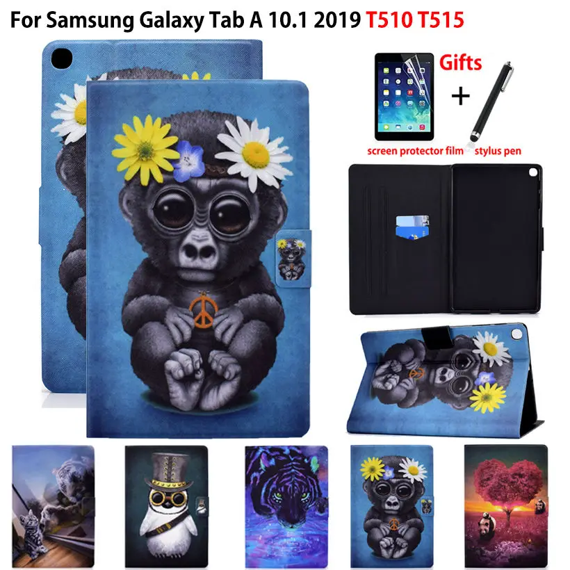 Custodia Sm-T510 Per Samsung Galaxy Tab A 10.1 2019 T510 T515 Sm-T515 Cover Funda Tablet Bambini Animali Dipinti Stand Shell + Regalo