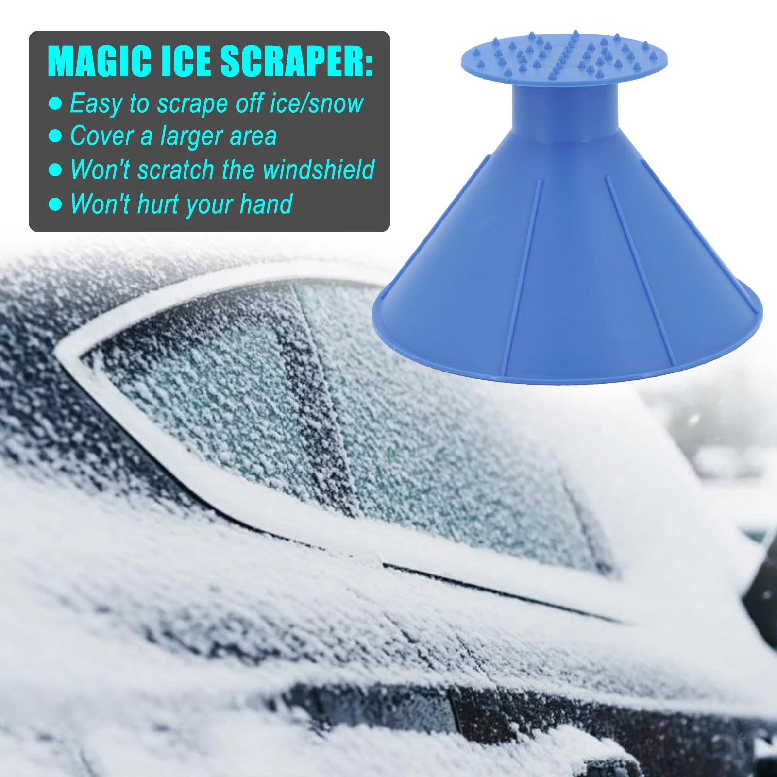 Xmas Gift us Magic Cone-Shaped Windshield Ice Scraper Snow Shovel Tool 
