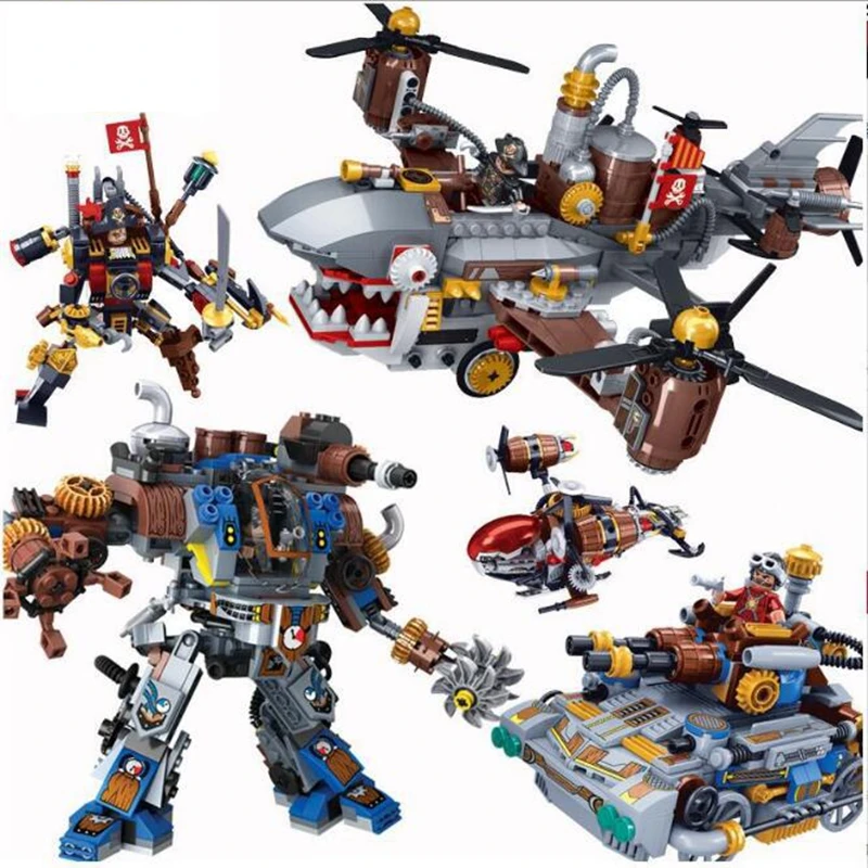 

8038-8047 Creator the Age of Steam Tank Train Airplane Helicopter Airship Building Block Model Children's Educational Toy Gifts