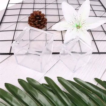 

1pc Wedding Ring Box Clear Jewelry Box Plastic Transparent Can Open Favor Boxes Baby Shower Favor Sedding Souvenirs Square