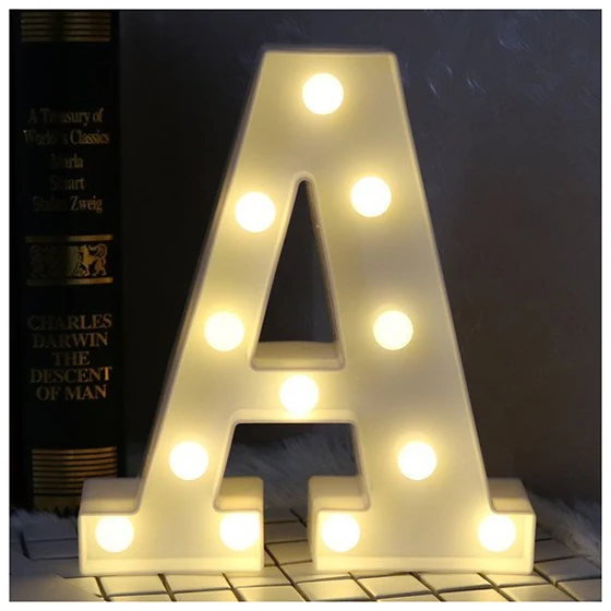 LED Marquee Letter Lights Alphabet Light Up Sign for Wedding Home Party Bar Decoration A