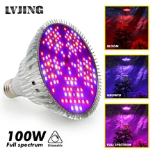 LVJING 100 Вт Светодиодный светильник для выращивания растений E27 полный спектр светодиодный светильник для выращивания растений Фито для выращивания овощей гидропонная палатка коробка