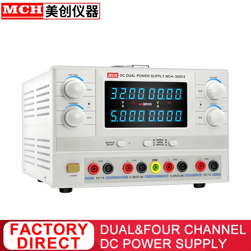 US $179.99 Four output dual adjustable four adjustable linear DC stabilized power supply with fixed output 30V5A MCH3205II 3205IV