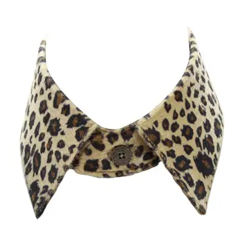 

Women Autumn Plush Fake Collar Vintage Leopard Printed Lady Female Casual Blouse Shirt Lapel Choker Detachable Collar